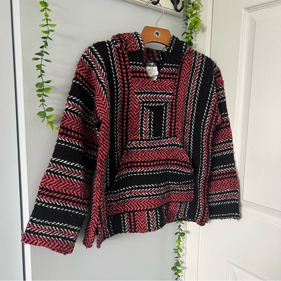 Pink and Black Striped Baja Hoodie - Picture 2 of 4